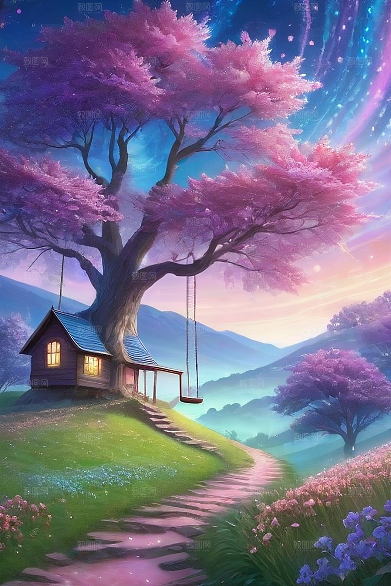 绿林的花海花满林间美景