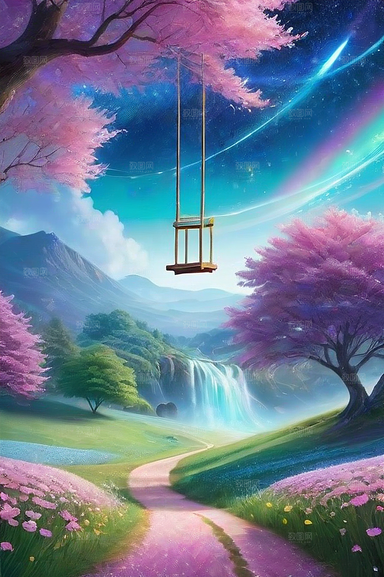 绿林的花海花满林间美景