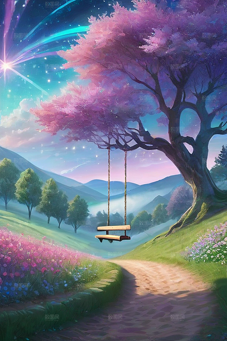 绿林的花海花满林间美景