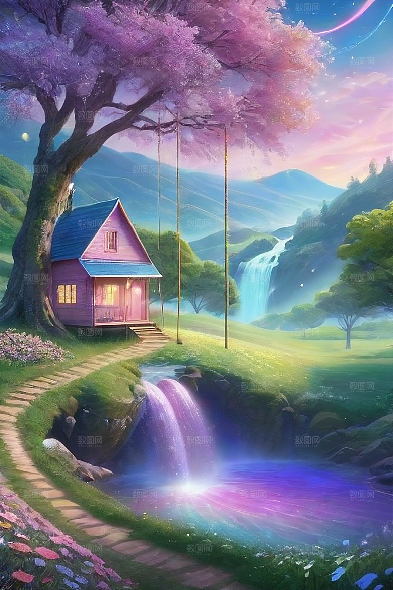 绿林的花海花满林间美景