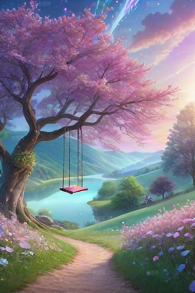 绿林的花海花满林间美景