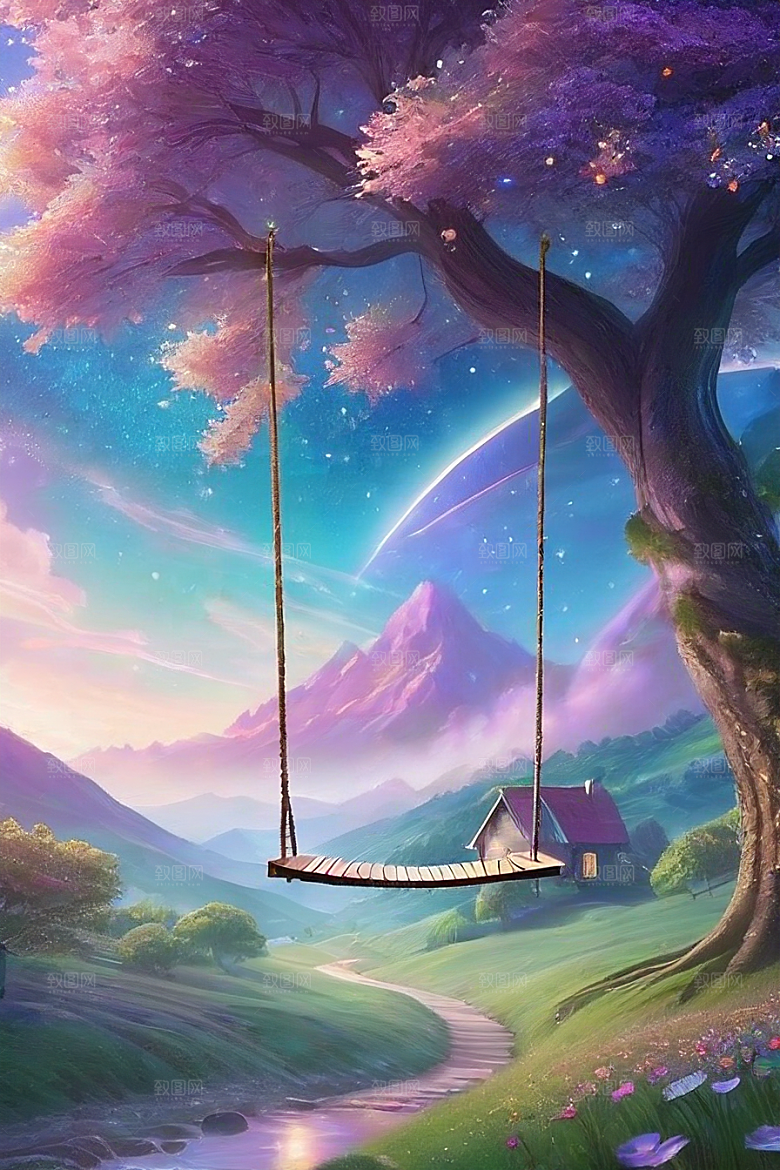 绿林的花海花满林间美景