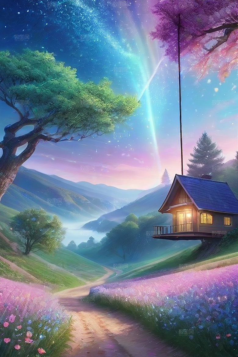 绿林的花海花满林间美景