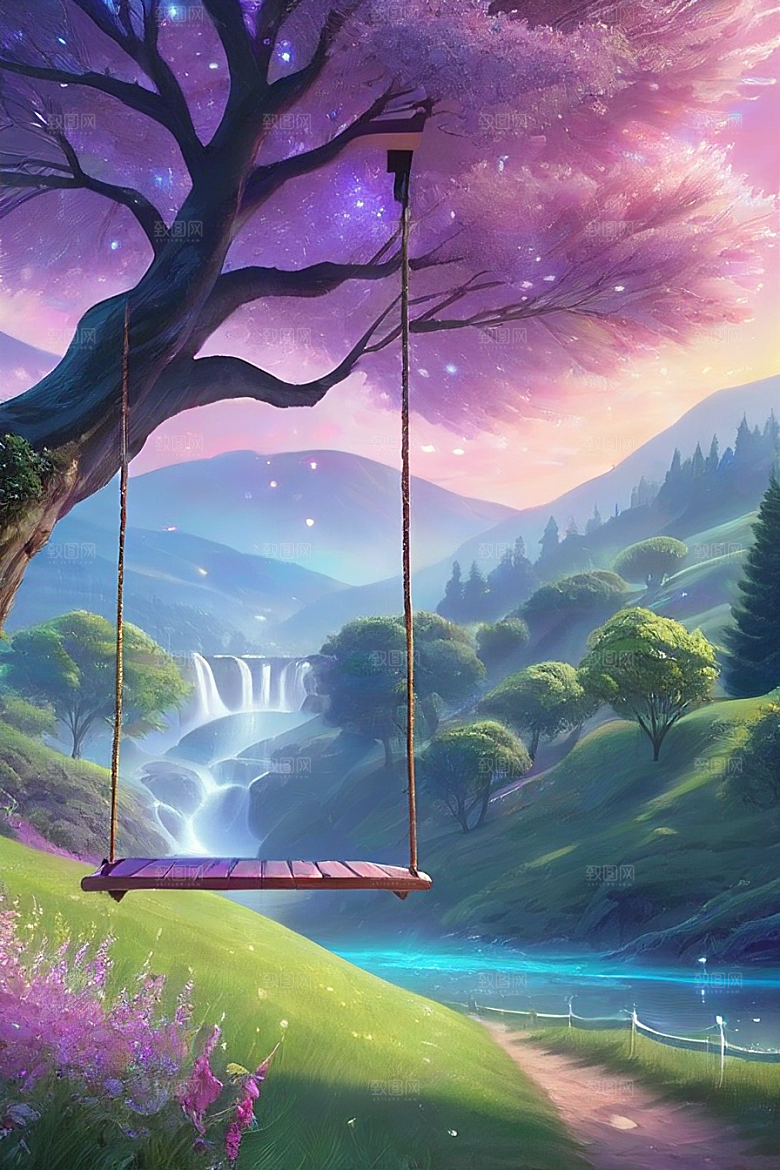 绿林的花海花满林间美景