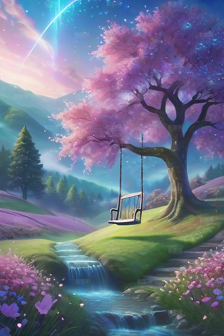 绿林的花海花满林间美景