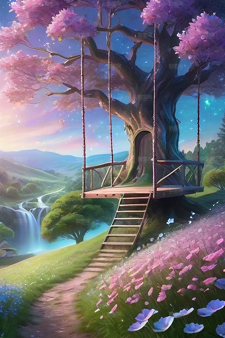 绿林的花海花满林间美景