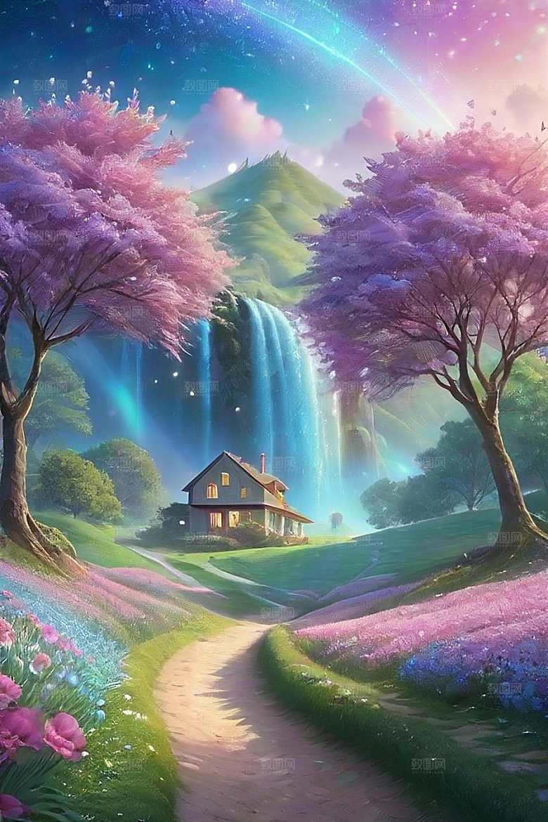 绿林的花海花满林间美景