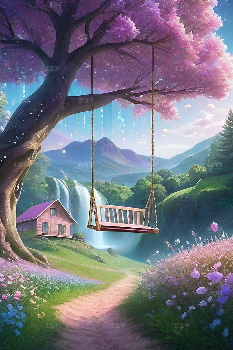 绿林的花海花满林间美景