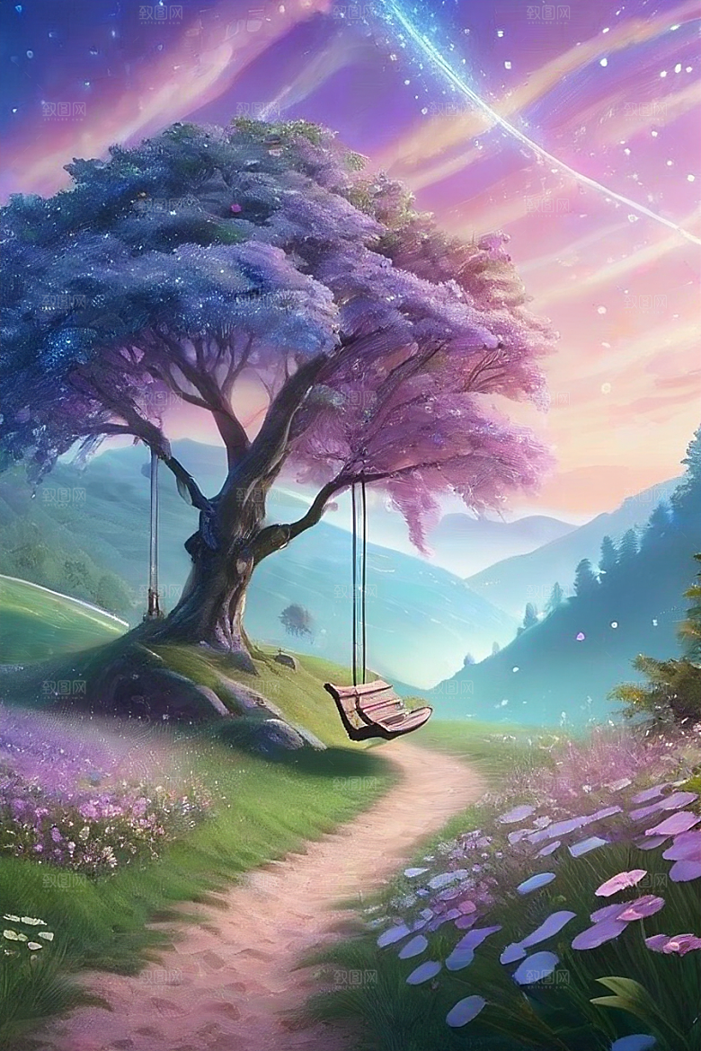 清晨的绿色森林美景