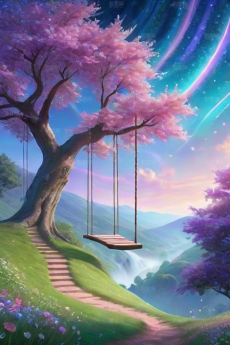 清晨的绿色森林美景