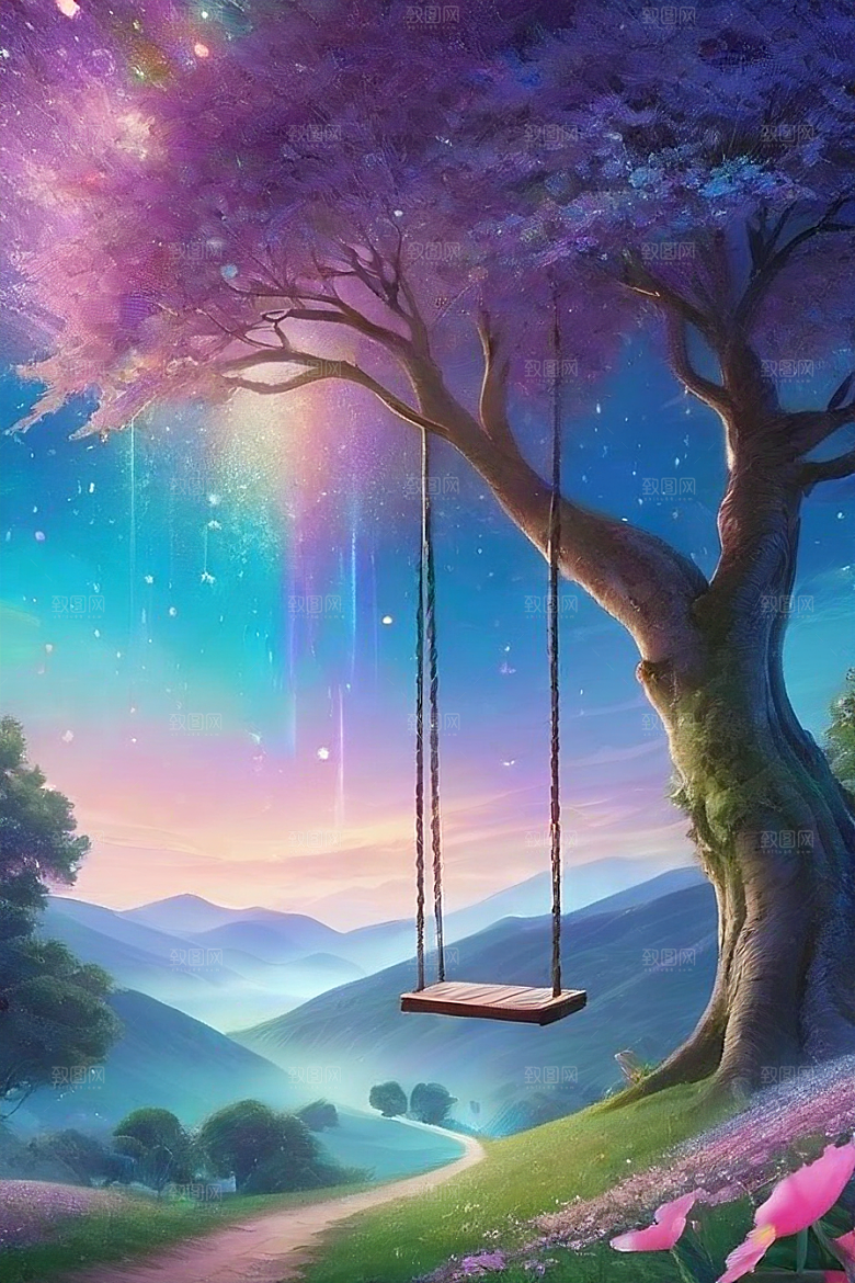 清晨的绿色森林美景