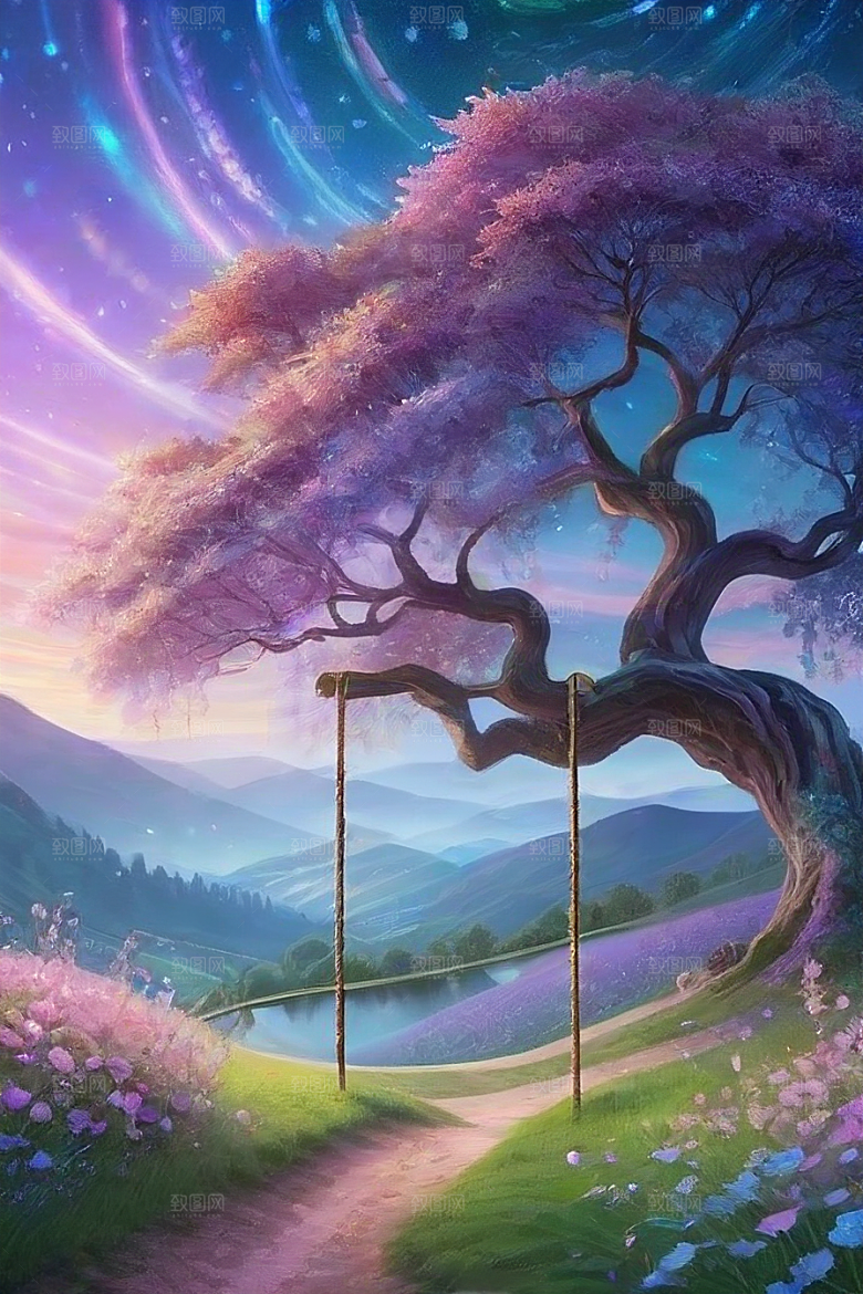 清晨的绿色森林美景