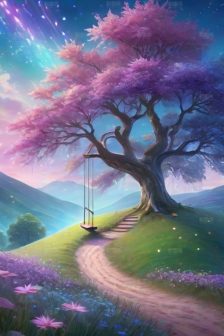 清晨的绿色森林美景