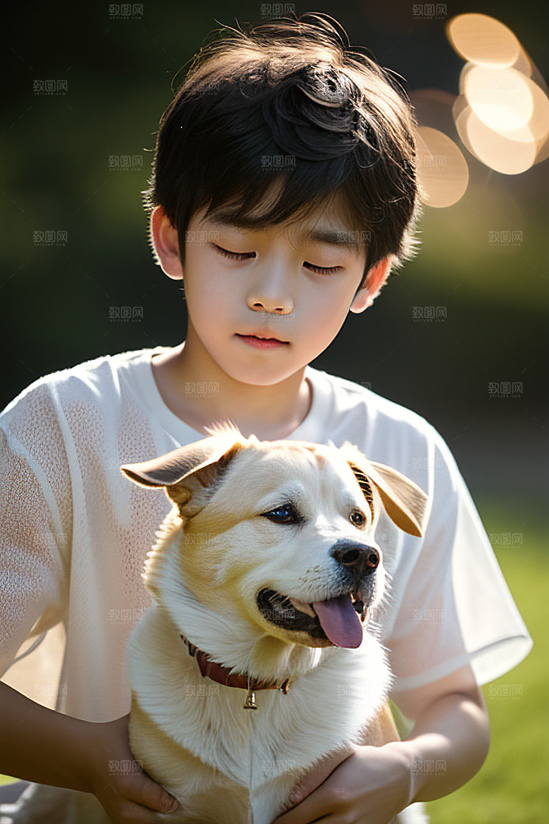 梦幻般的男孩与狗画像
