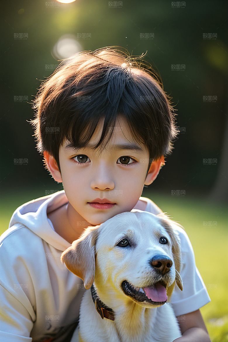 梦幻般的男孩与狗画像