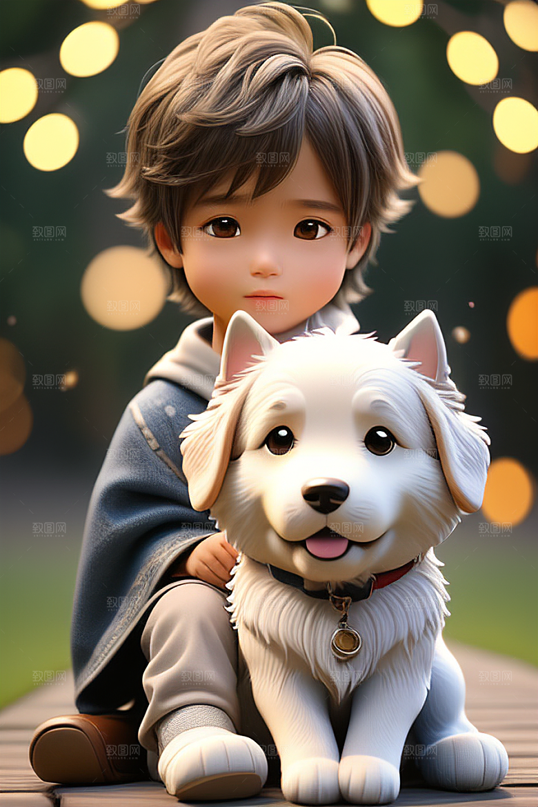 无尽的情谊男孩和他的狗