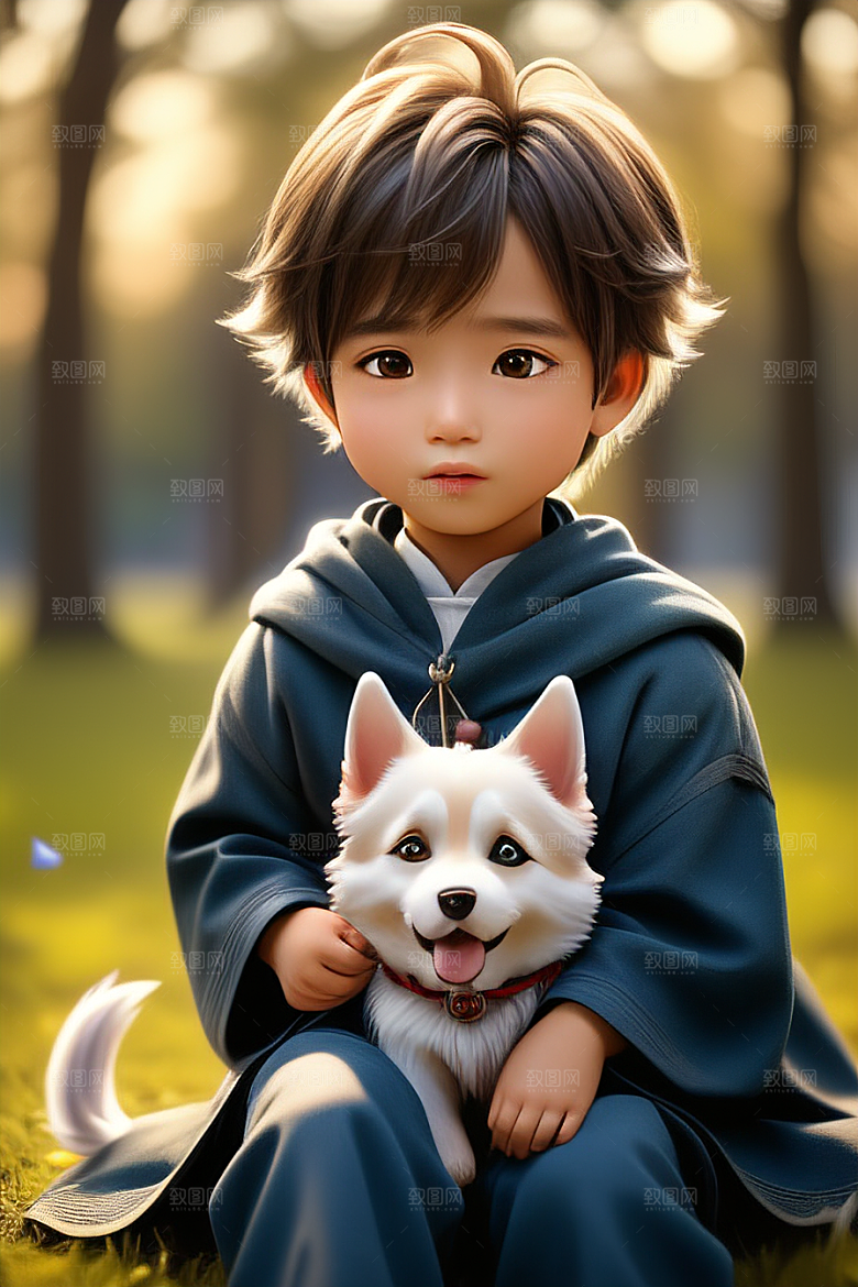 无尽的情谊男孩和他的狗