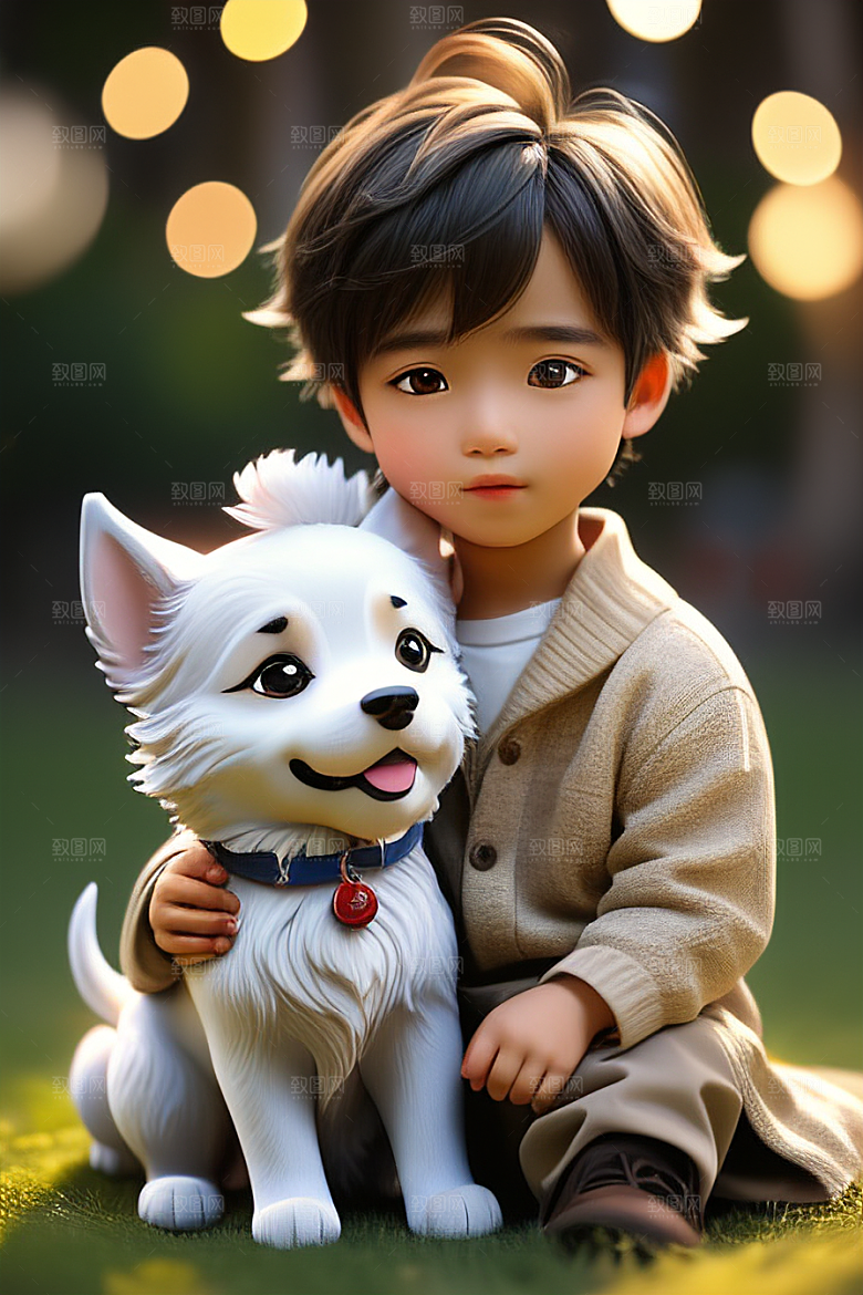 幻想中的男孩与狗画像