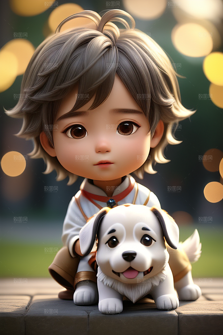 幻想中的男孩与狗画像