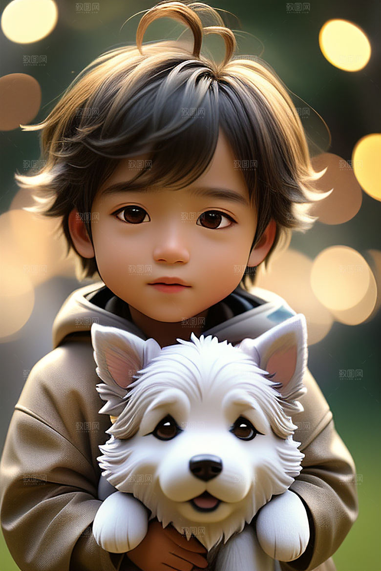 梦幻般的男孩与狗画像