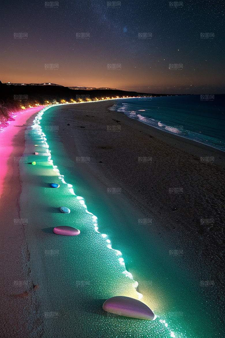 海滩浪漫银河星光闪耀