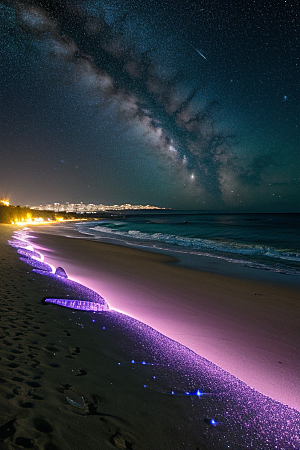 海滩浪漫银河星光闪耀