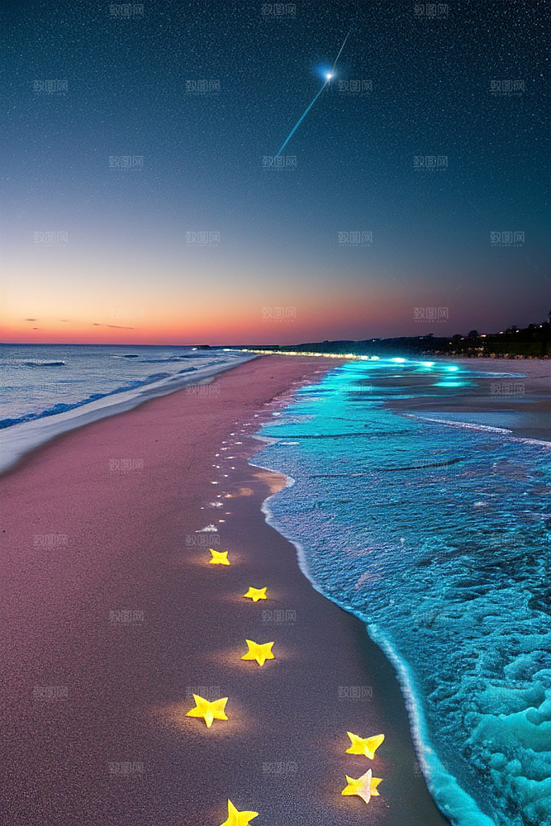 海滩浪漫银河星光闪耀