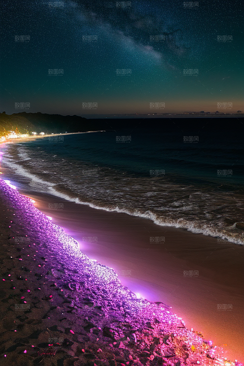 海滩浪漫银河星光闪耀