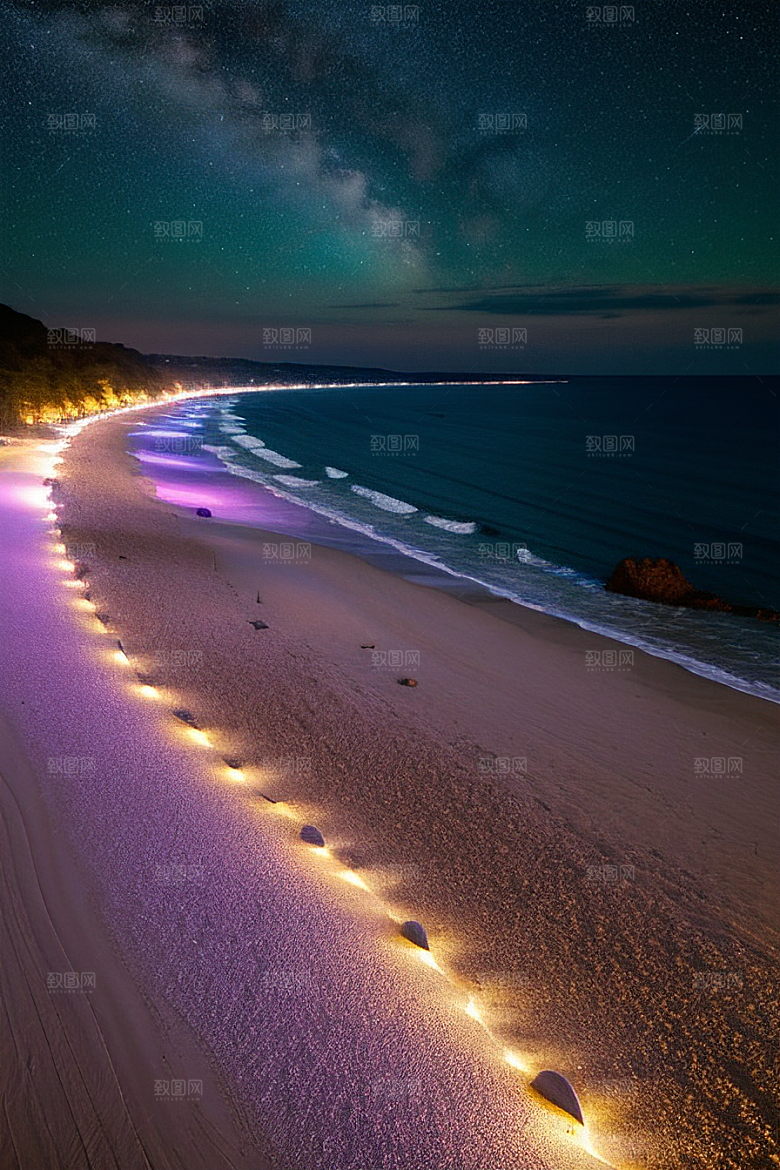 海滩浪漫银河星光闪耀