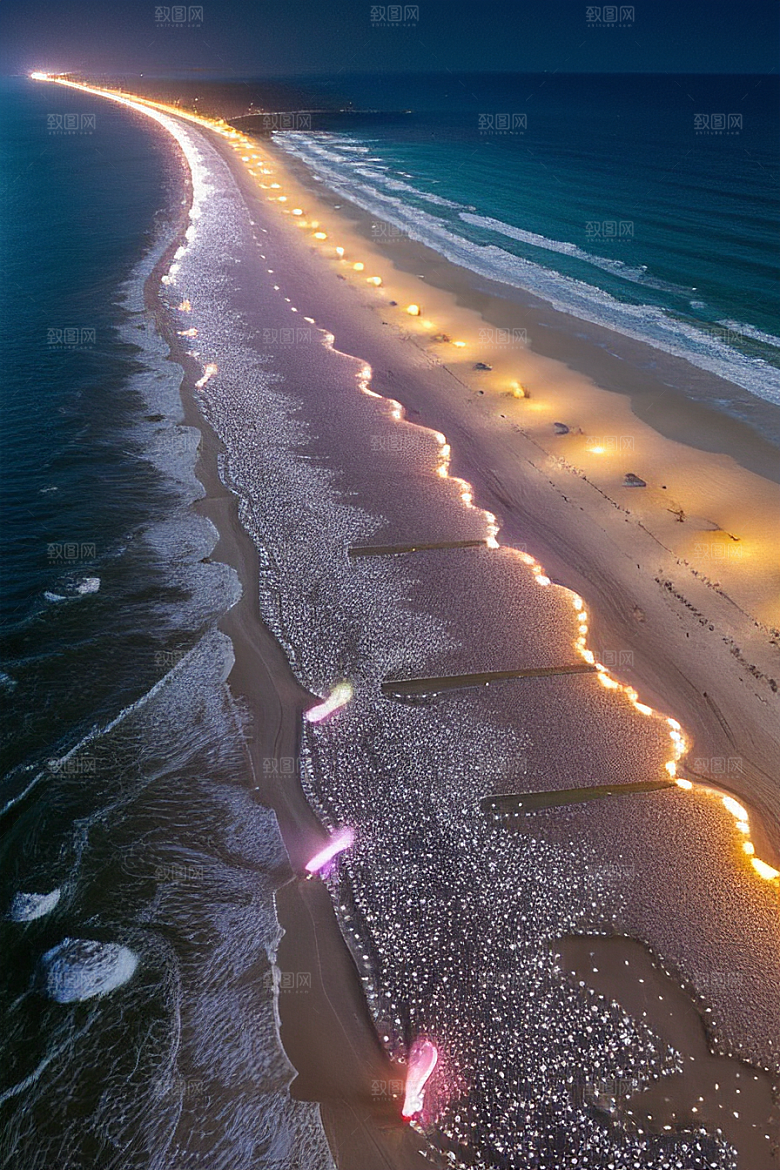 海滩浪漫银河星光闪耀