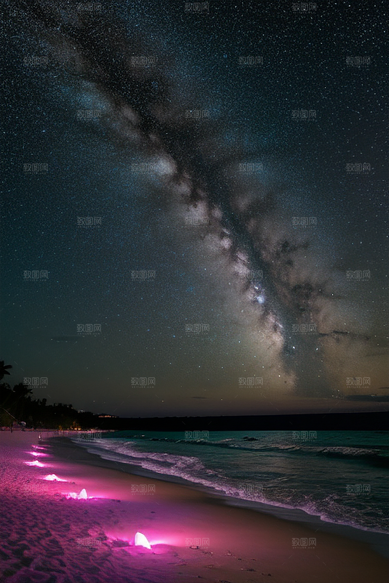 海滩浪漫银河星光闪耀