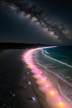 新月银河海滩上的浪漫之旅