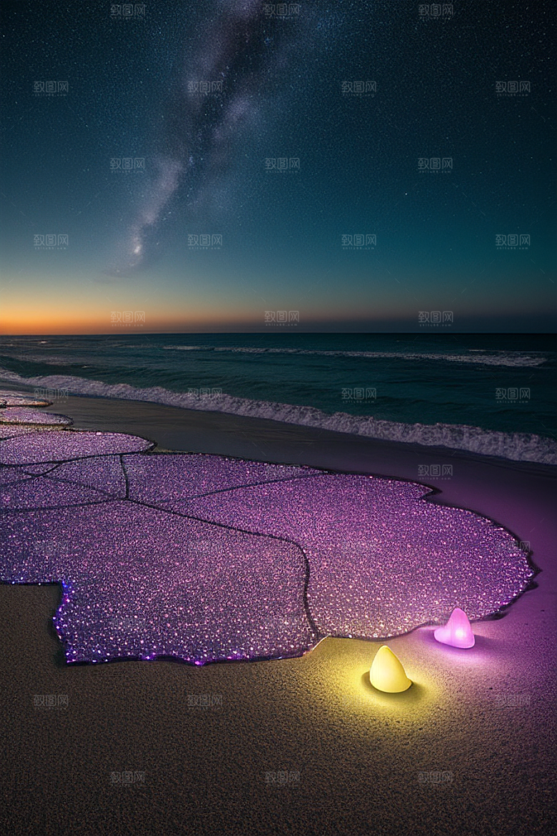 梦幻星光银河新月海滩相遇