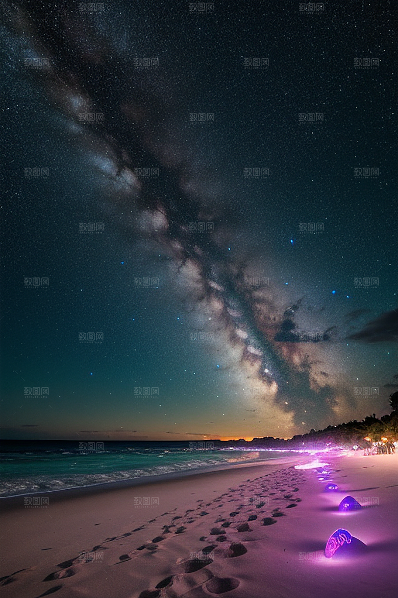 梦幻星光银河新月海滩相遇