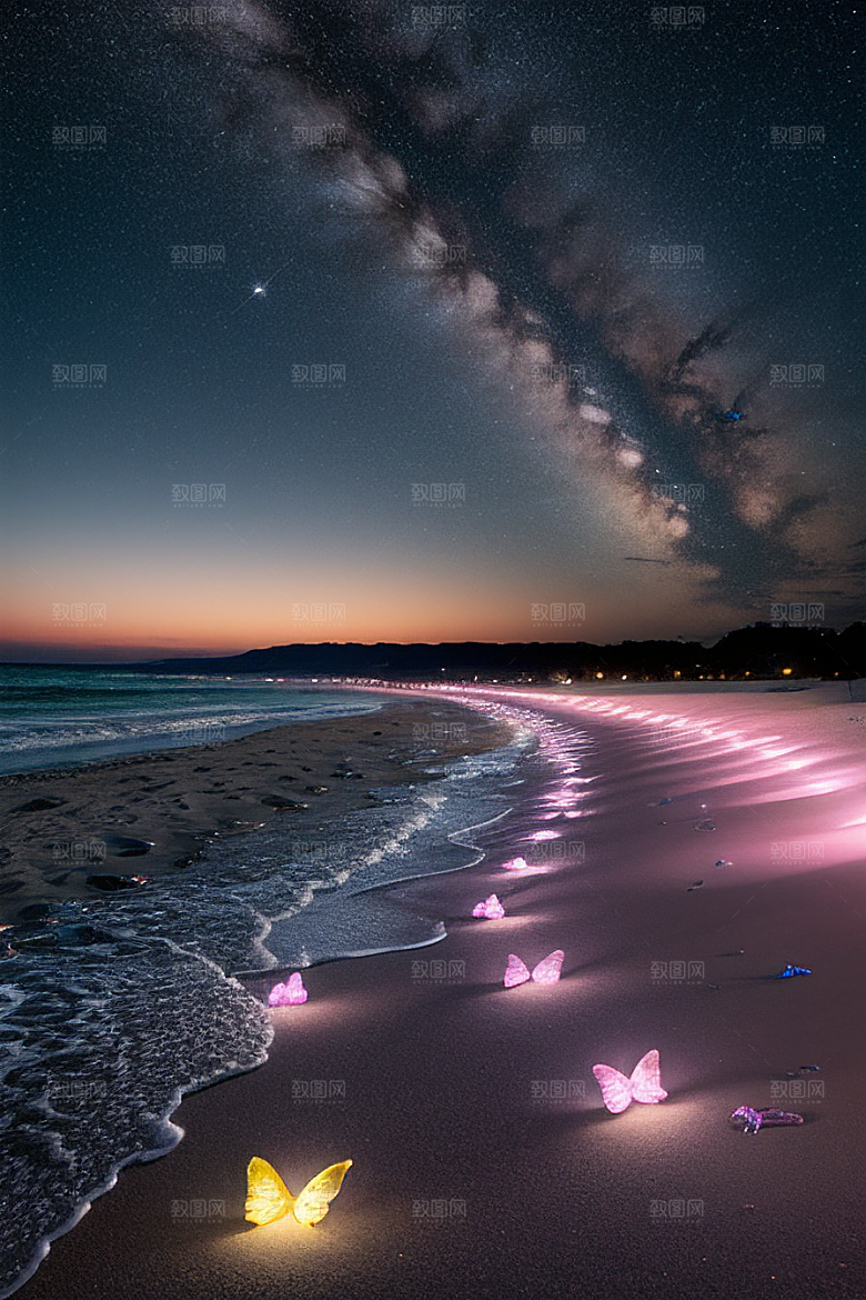 梦幻星光银河新月海滩相遇