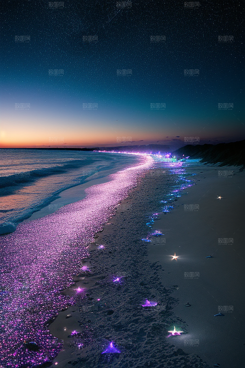 梦幻星光银河新月海滩相遇