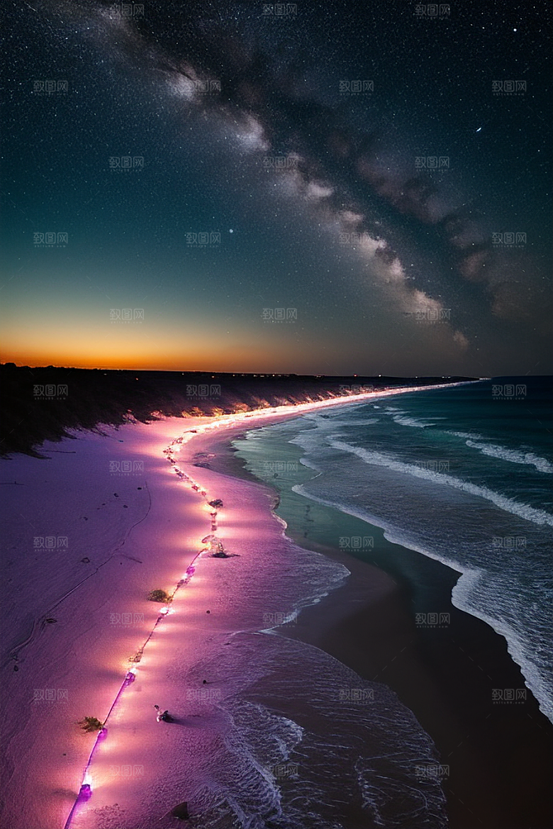 梦幻星光银河新月海滩相遇