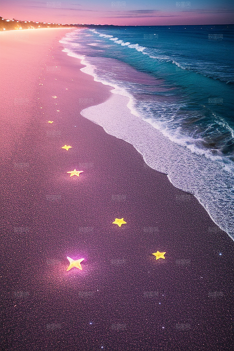 梦幻星光银河新月海滩相遇