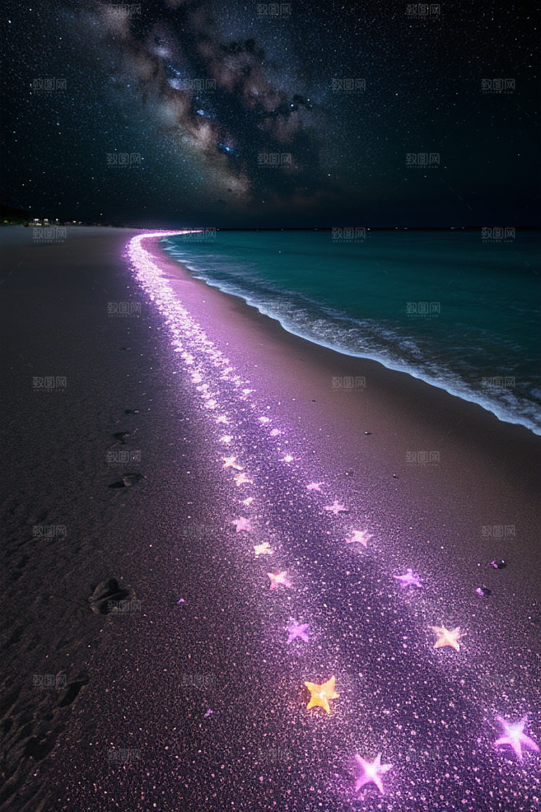 梦幻星光银河新月海滩相遇