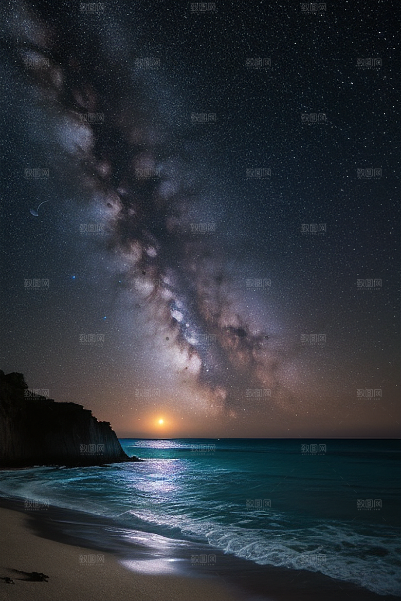 梦幻星光银河新月海滩相遇