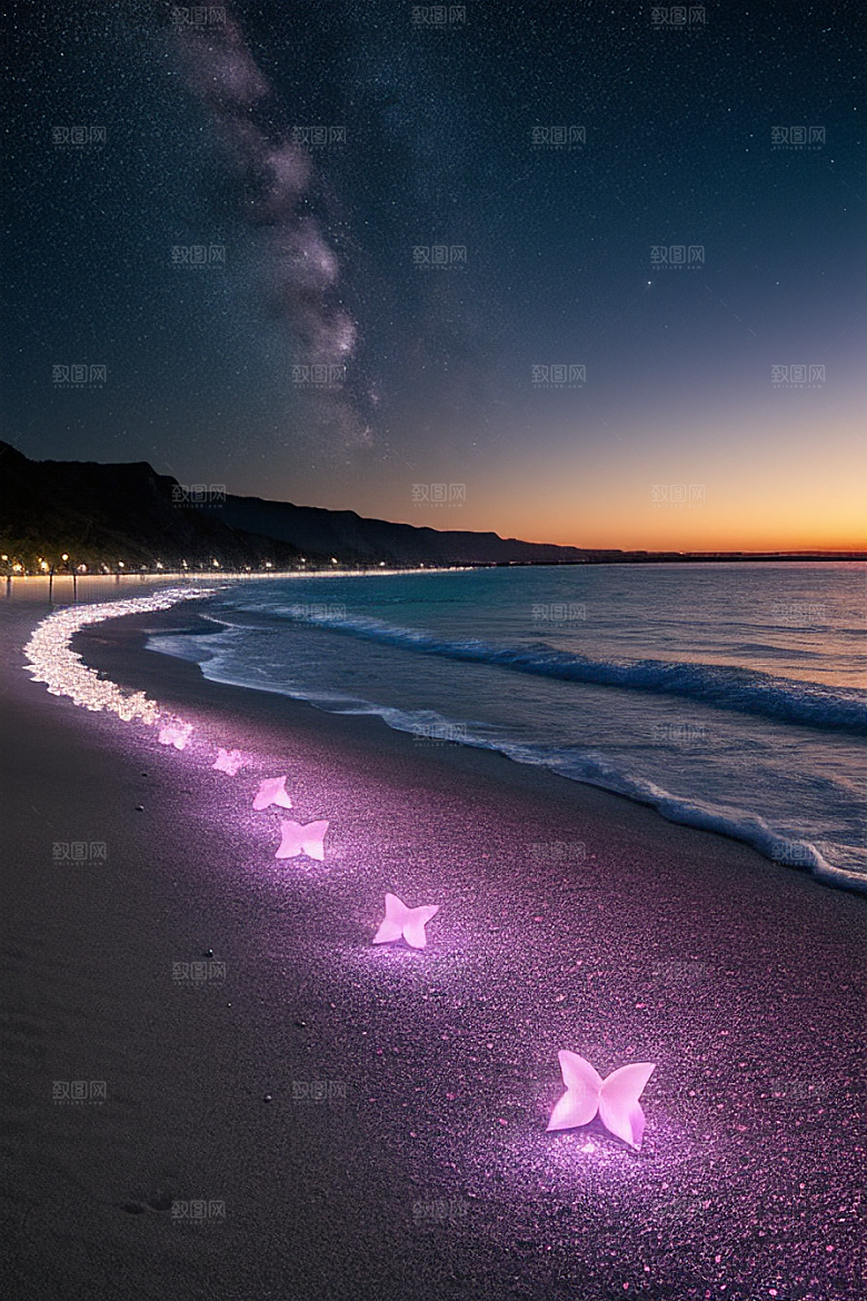 梦幻星光银河新月海滩相遇