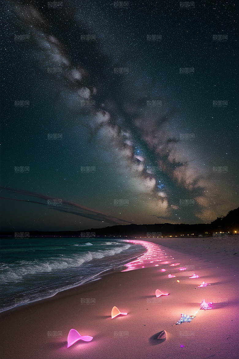 梦幻星光银河新月海滩相遇
