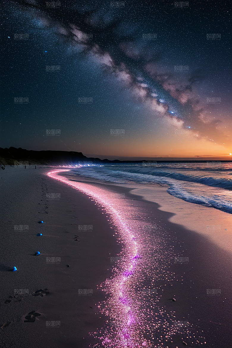 夜幕星辉海滩闪耀爱意