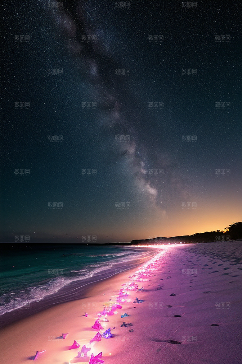夜幕星辉海滩闪耀爱意