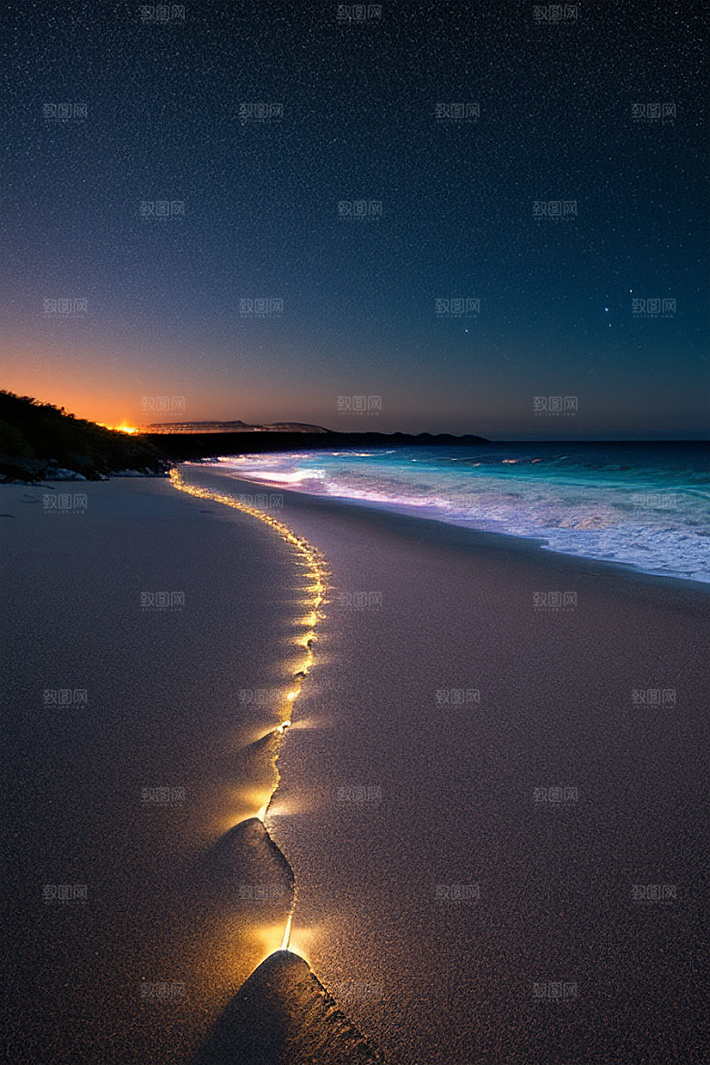 夜幕星辉海滩闪耀爱意