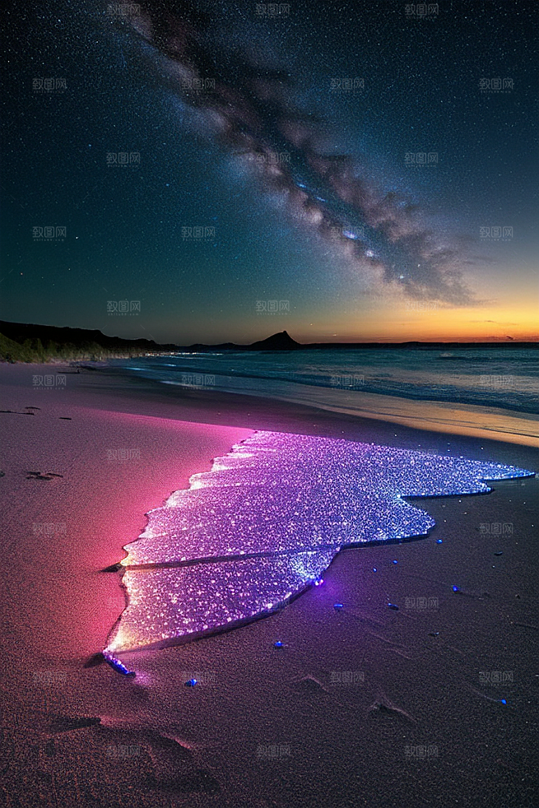 夜幕星辉海滩闪耀爱意