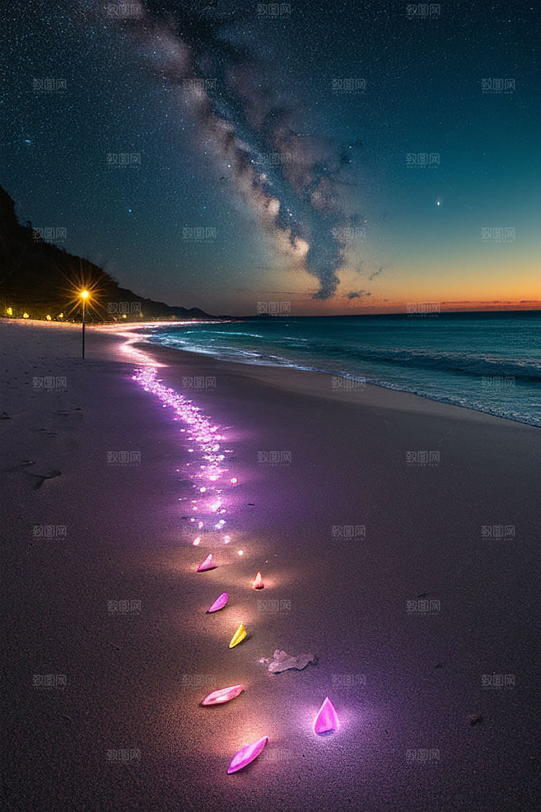 夜幕星辉海滩闪耀爱意