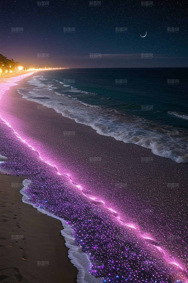 夜幕星辉海滩闪耀爱意