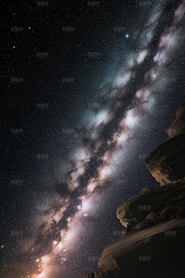 星夜银河银河星光洒满海滩