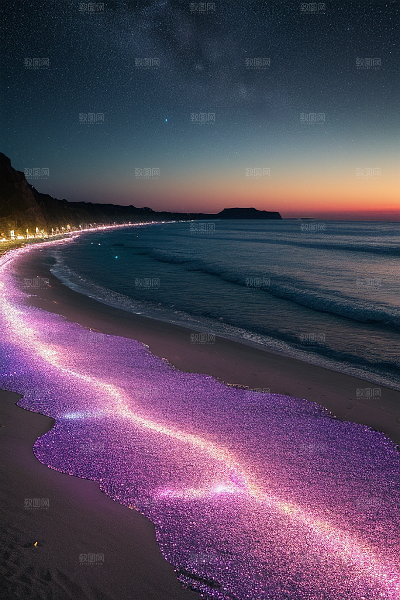 星夜银河银河星光洒满海滩